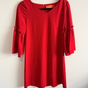 Patrizia Luca Vibrant Red Long Sleeve Dress